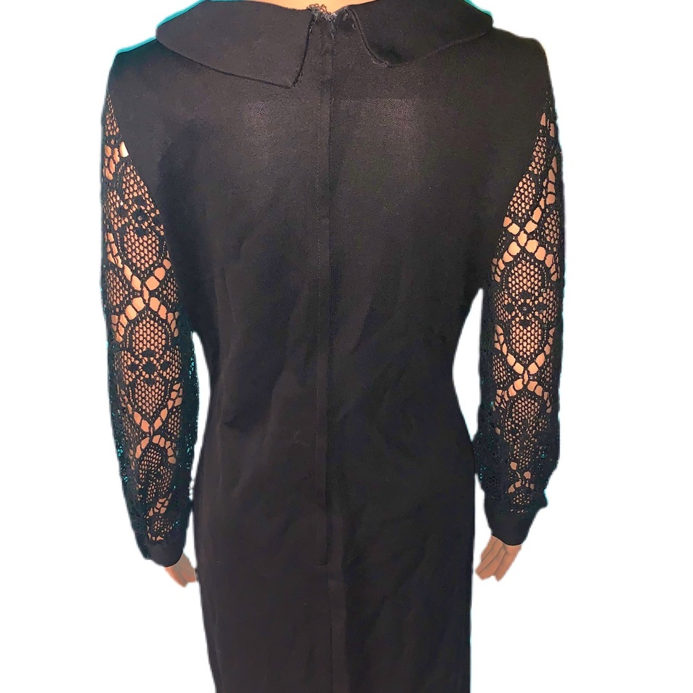 Vintage Witchy 1960s Crochet Sequins Dress Retro Midcentury Halloween Vampy - Picture 5 of 8